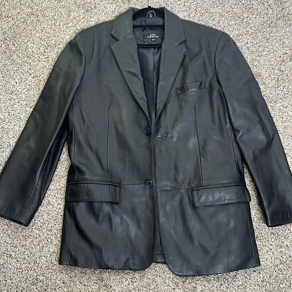 Jones New York black leather jacket blazer size 38R matrix goth classic - Picture 11 of 13